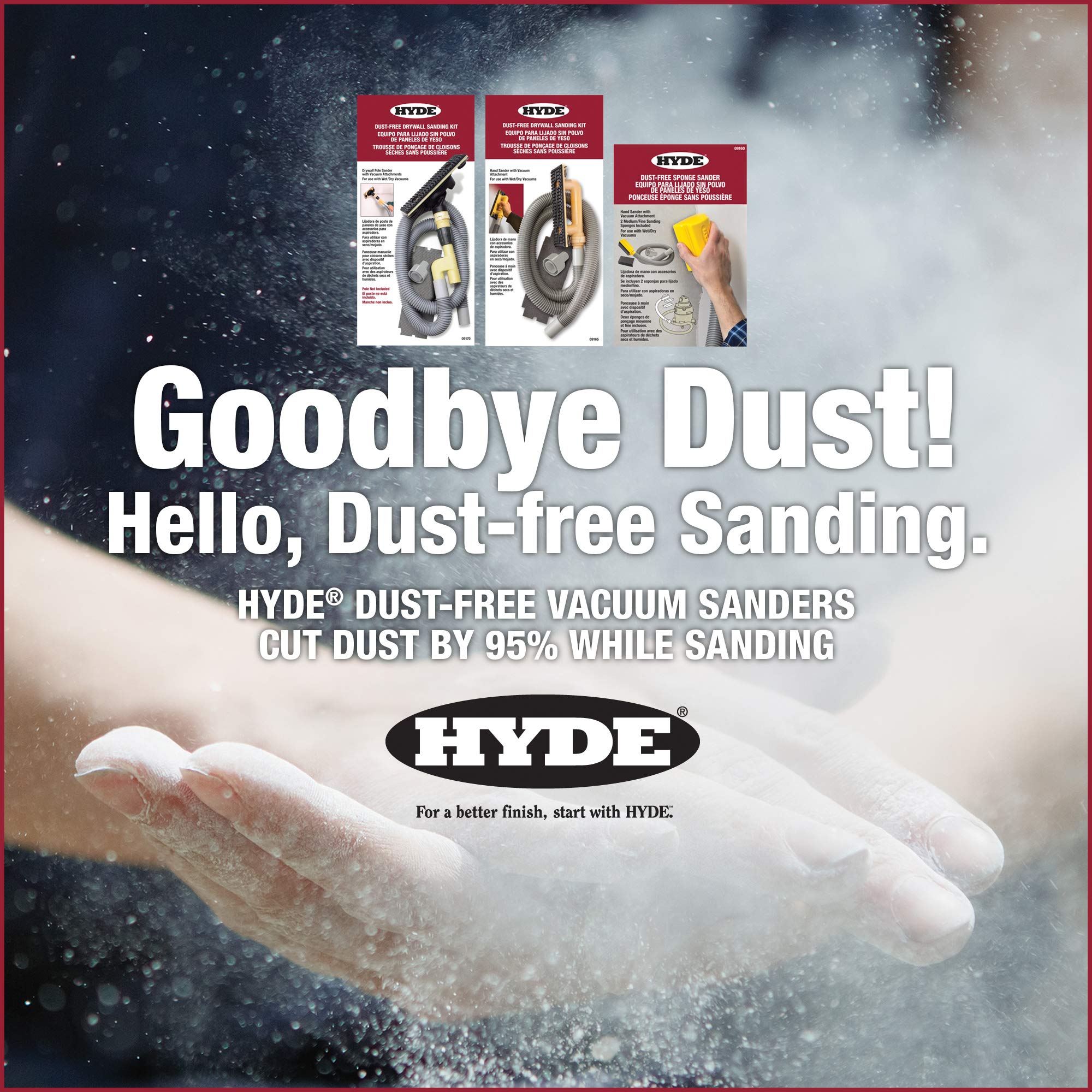 Hyde Tools 09165 vacuum-attachment interface for multiple vac sizes