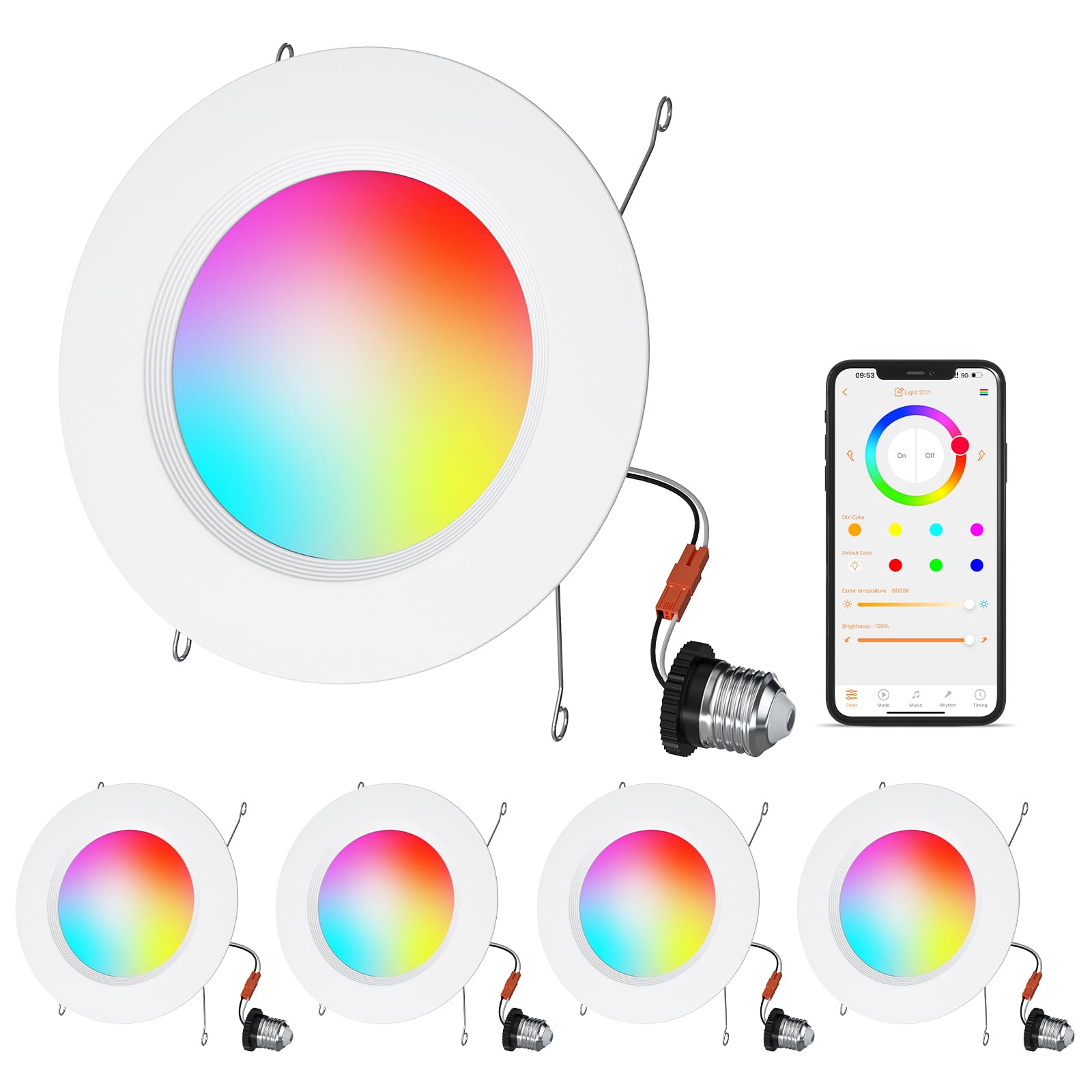 HYDONG smart downlight color selection creates vibrant living room ambiance.