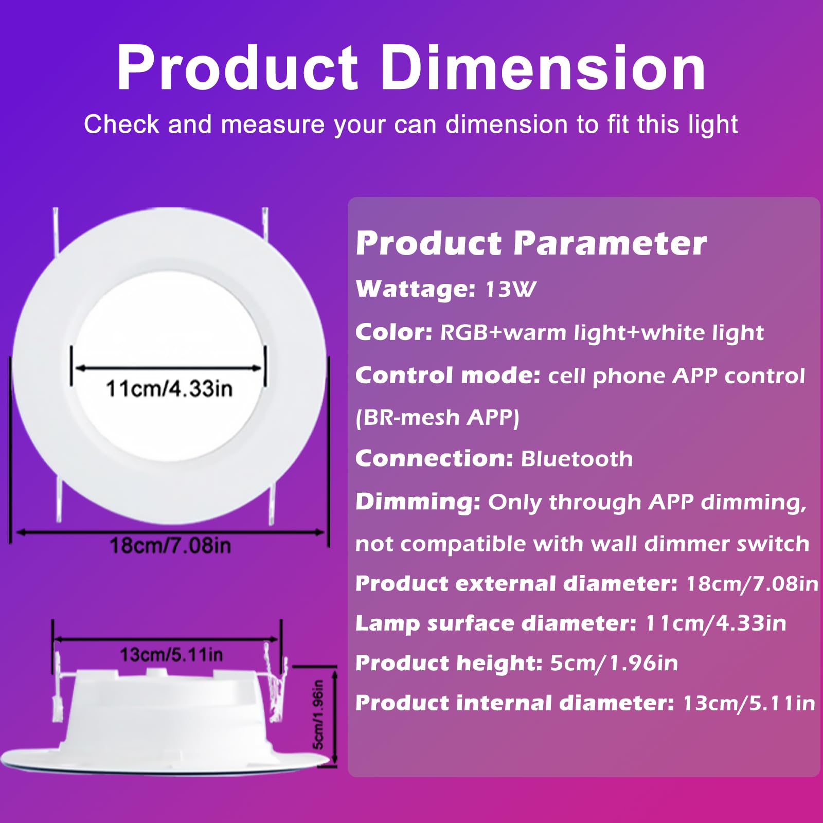 HYDONG smart downlight timer function automates on/off schedules.
