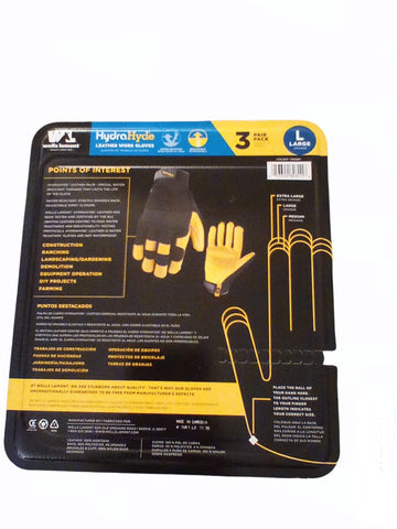 Hydra Hyde water-resistant breathable leather gloves, large size, ideal for outdoor tasks and grip.