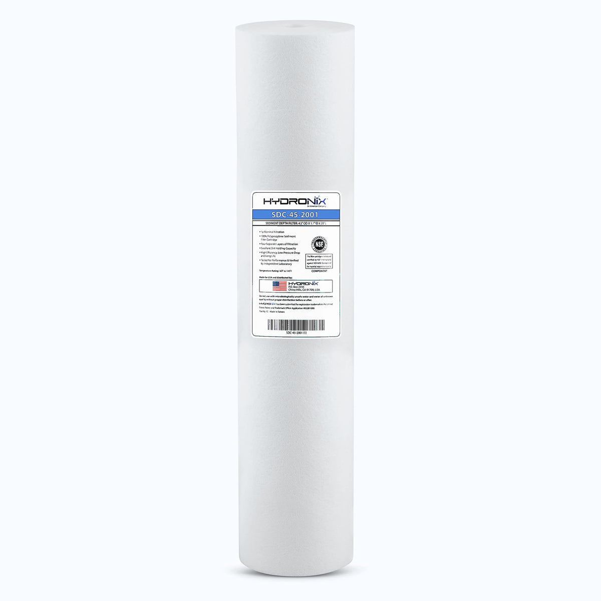 Hydronix SDC-45-2001 sediment cartridge for 4.5x20 housings reduces sediment buildup.