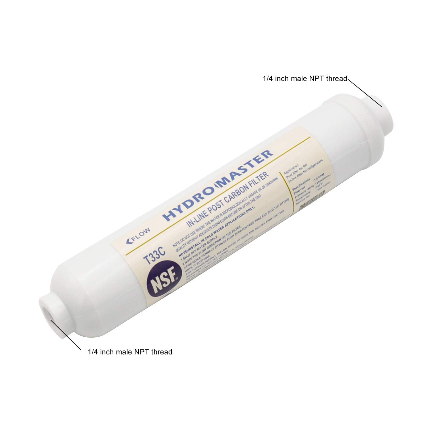HYDRO MASTER 1-4in NPT ends enable quick hookups to ice makers and fridges.