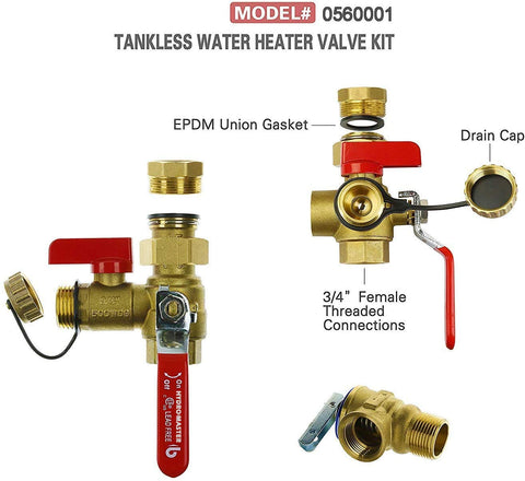 HYDRO MASTER color-coded handles help distinguish hot and cold lines during setup.