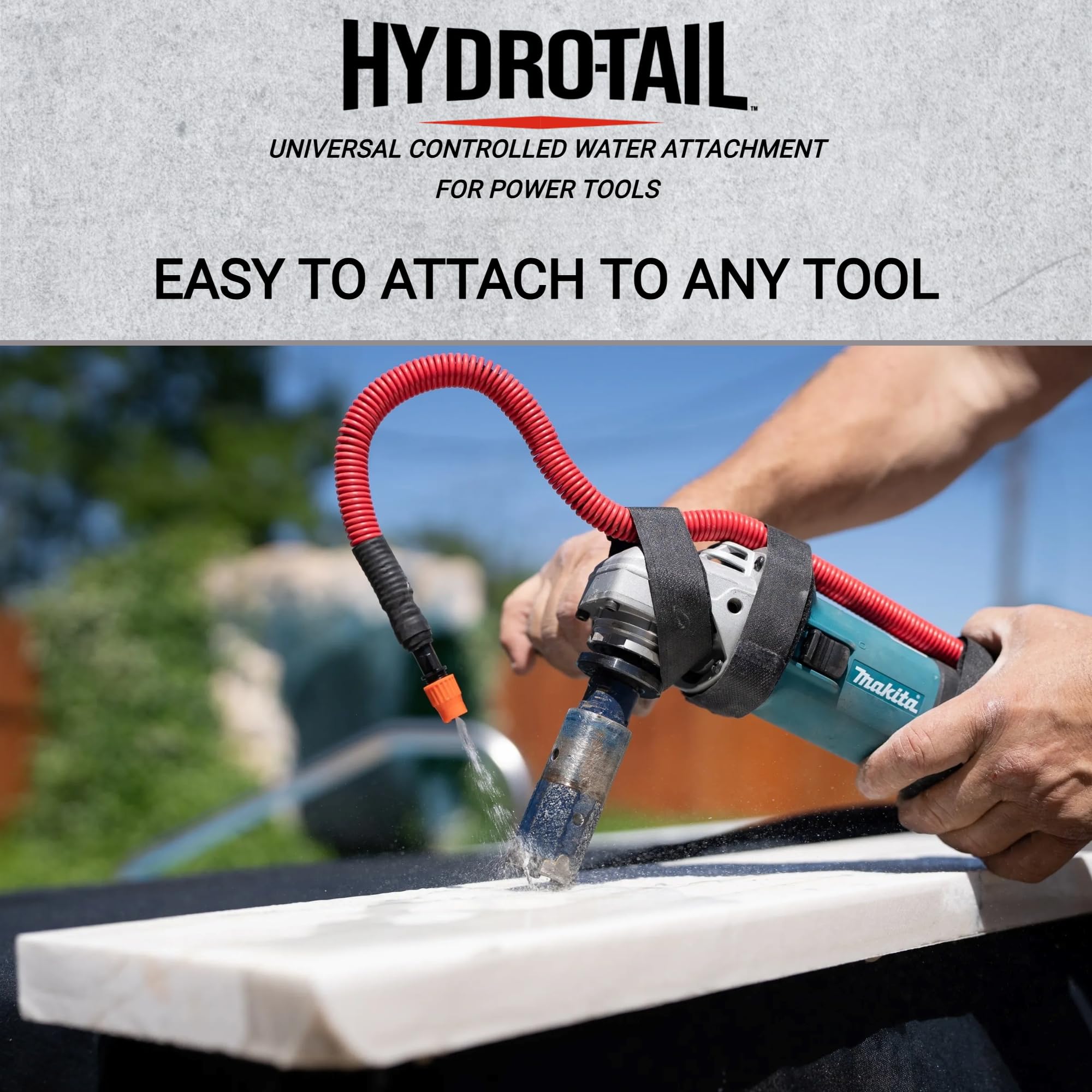 Hydro-Tail quick Velcro strap installation shown for fast tool attachment.