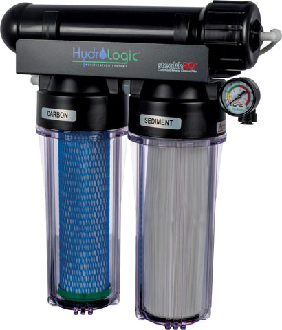 HydroLogic Stealth-RO150 front view, compact purification for home gardens.
