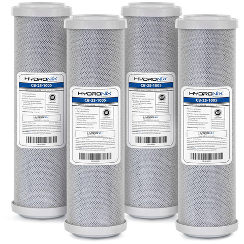 Hydronix 4-pack carbon block filters for CTO filtration across RO and whole-house systems