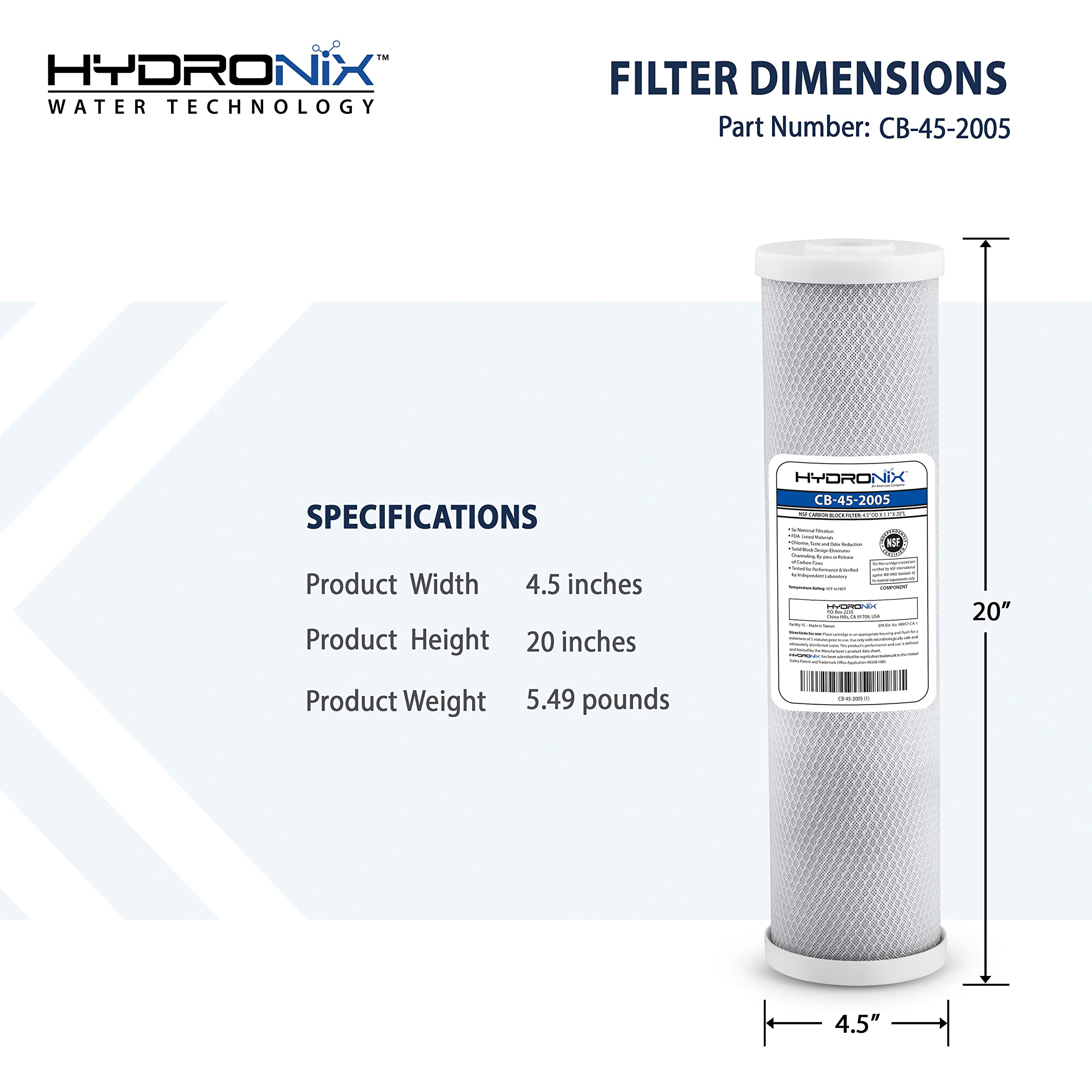 Hydronix CB-45-2005 netting supporting media in a rigid block structure.