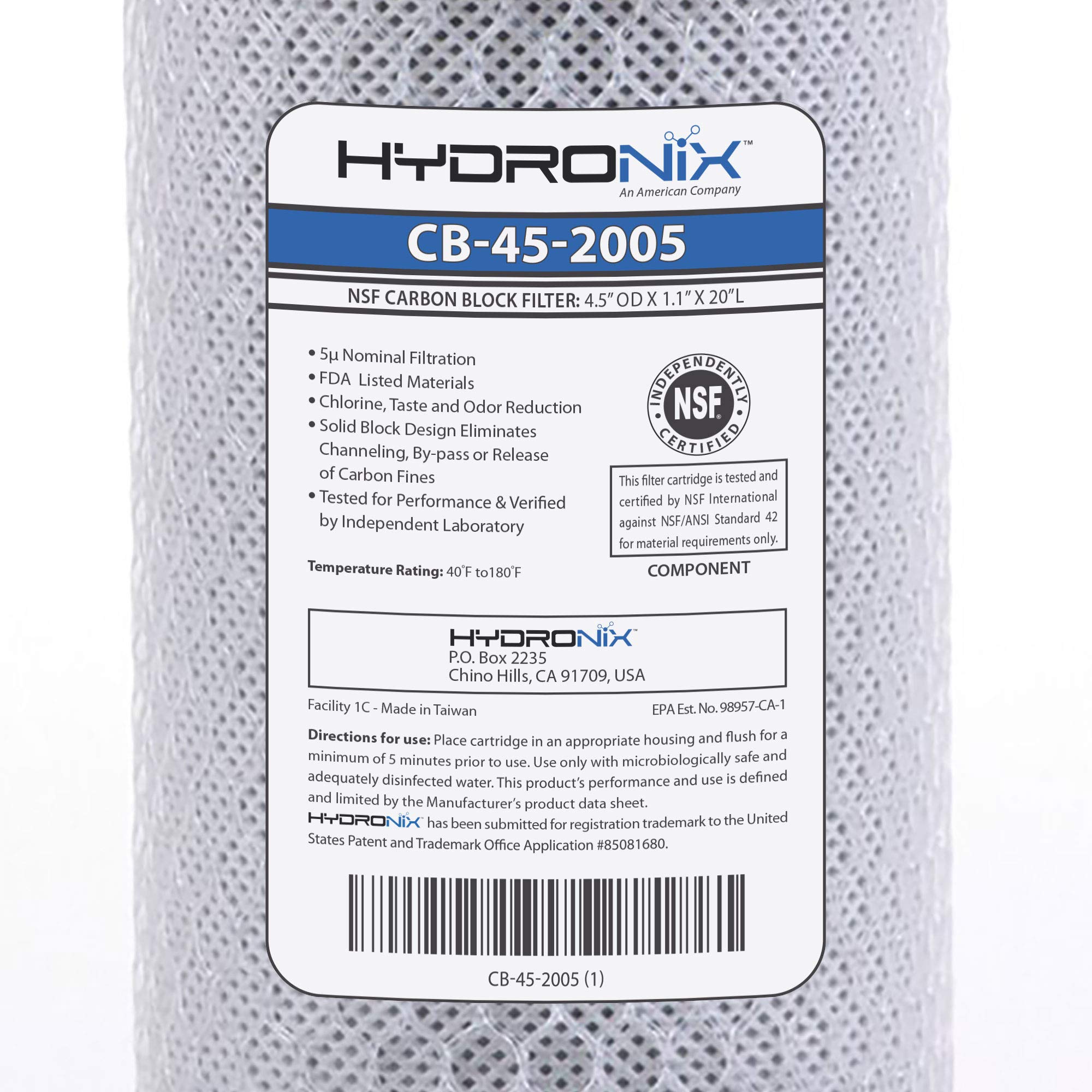 Hydronix CB-45-2005 outer wrap maintaining media integrity during service.