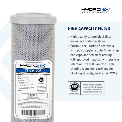 Hydronix coconut shell media enhances adsorption for chlorine and sediment control