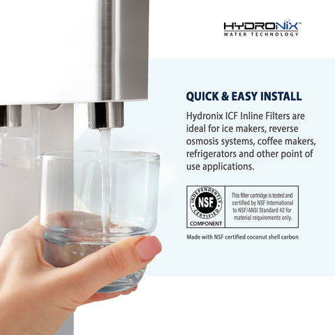 Hydronix ICF-10 inline filter in use delivering clean water through a line