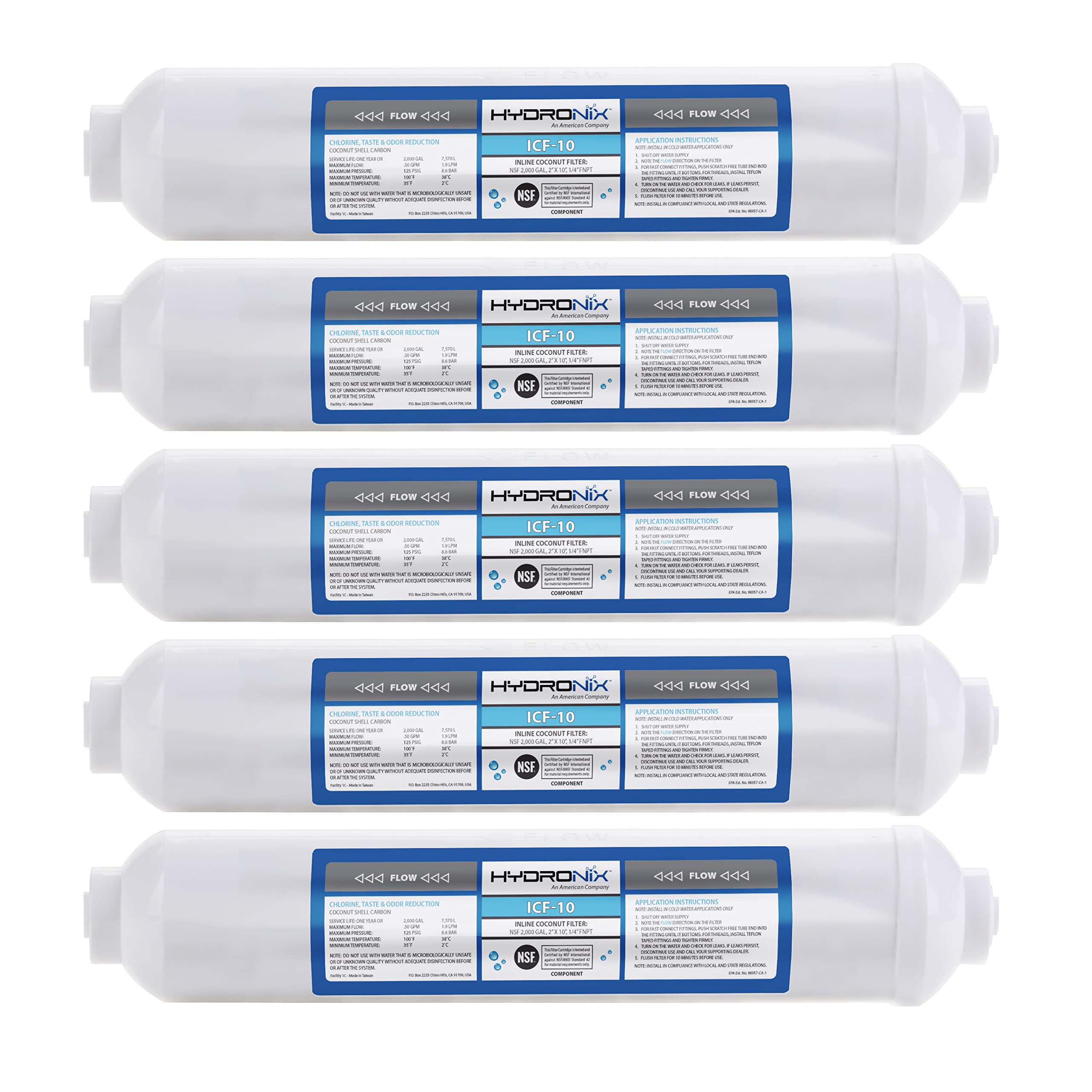 Hydronix ICF-10 post-polishing filter for RO systems improves taste and odor