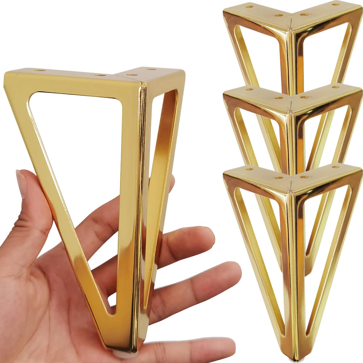 Hyever 6 inch gold furniture legs elevate and stabilize furniture with a modern finish.