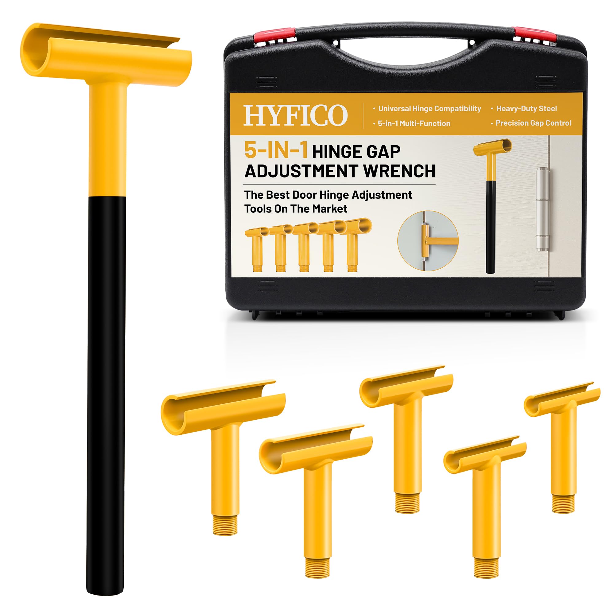 Hyfico Upgraded Hinge Gap Wrench in use for quick door alignment adjustments