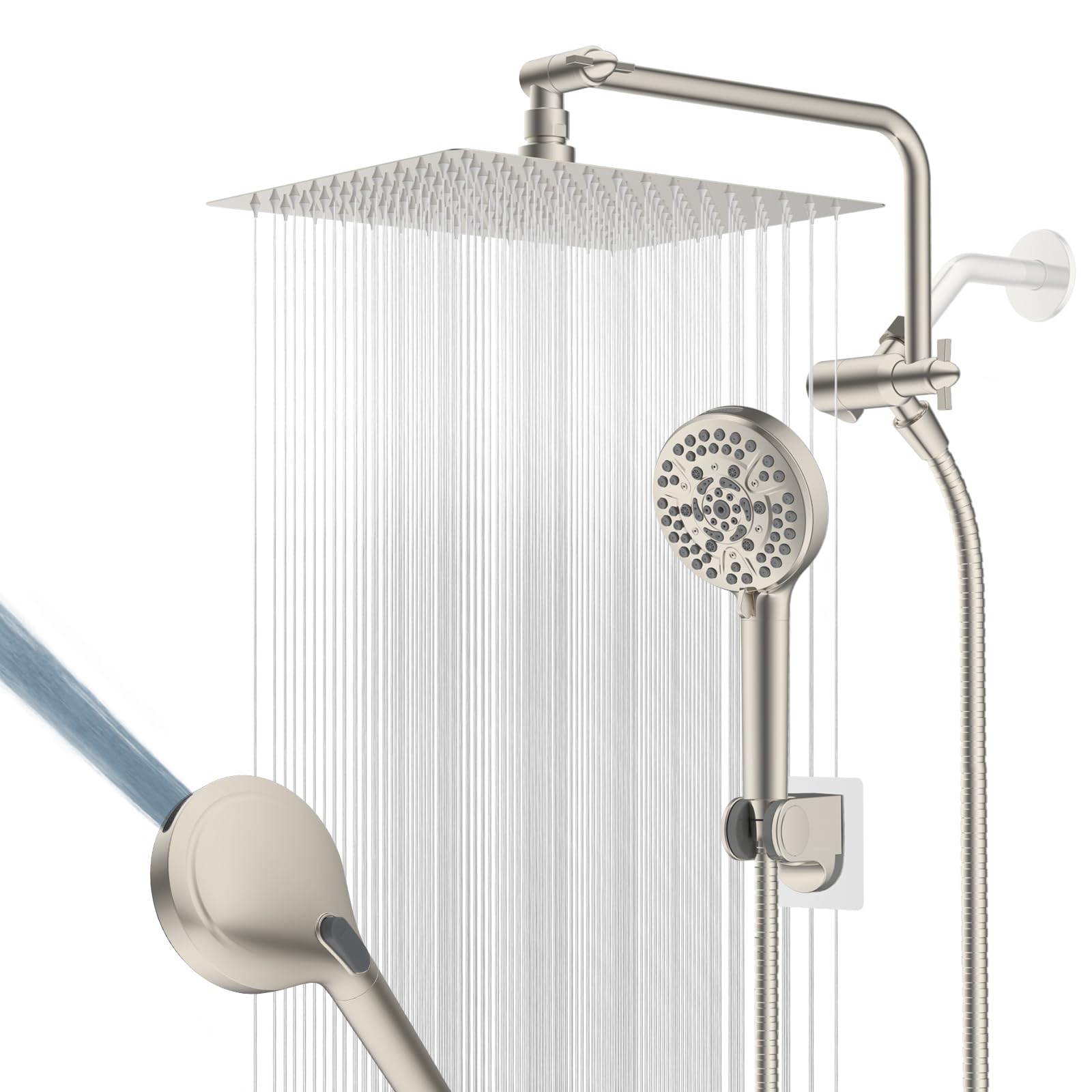 Hygie Rinse 12-inch rainfall head, rust-resistant stainless steel for lasting use