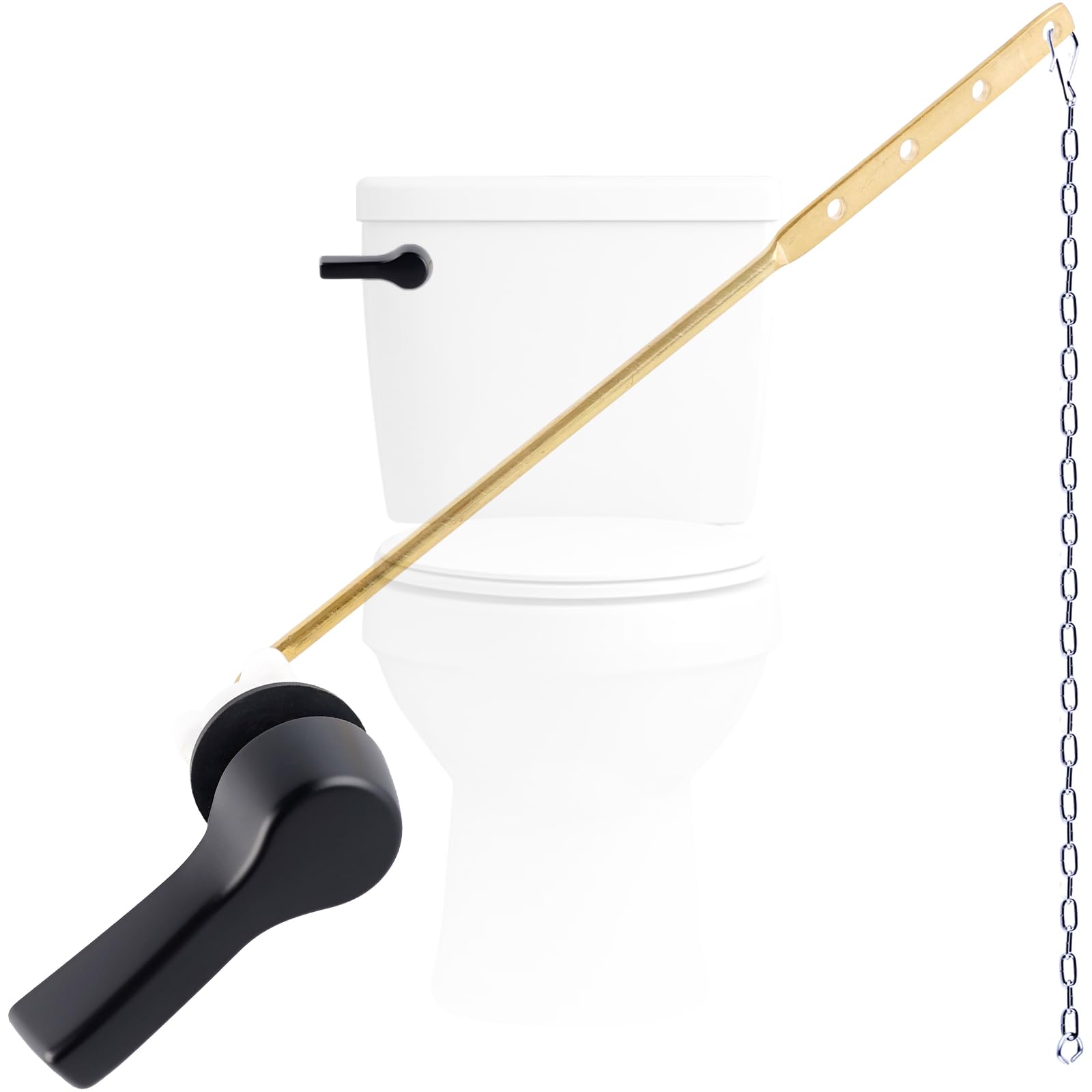 Hygie Rinse black front-mount toilet handle lever with universal compatibility