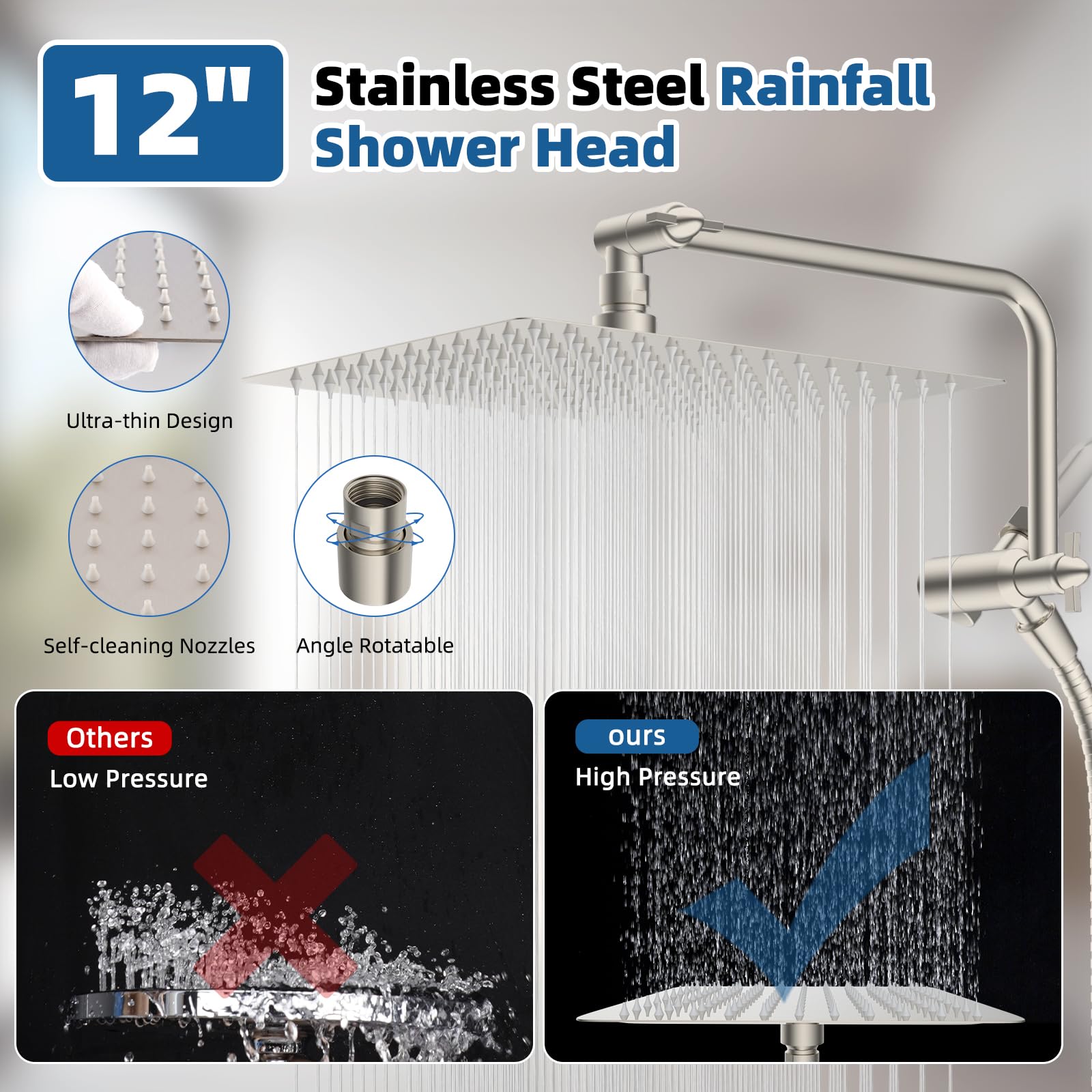 Hygie Rinse brushed nickel finish complements bathroom decor