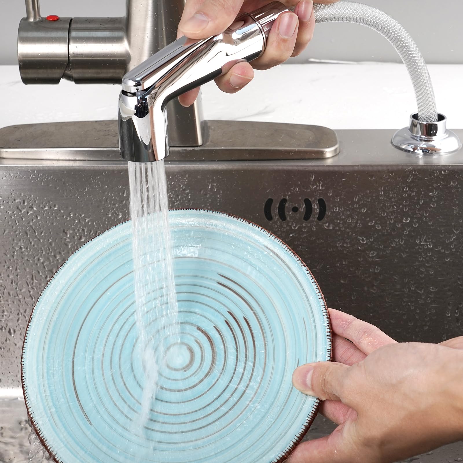 Hygie Rinse complete kit with tape and clips simplifies installation and leak prevention.
