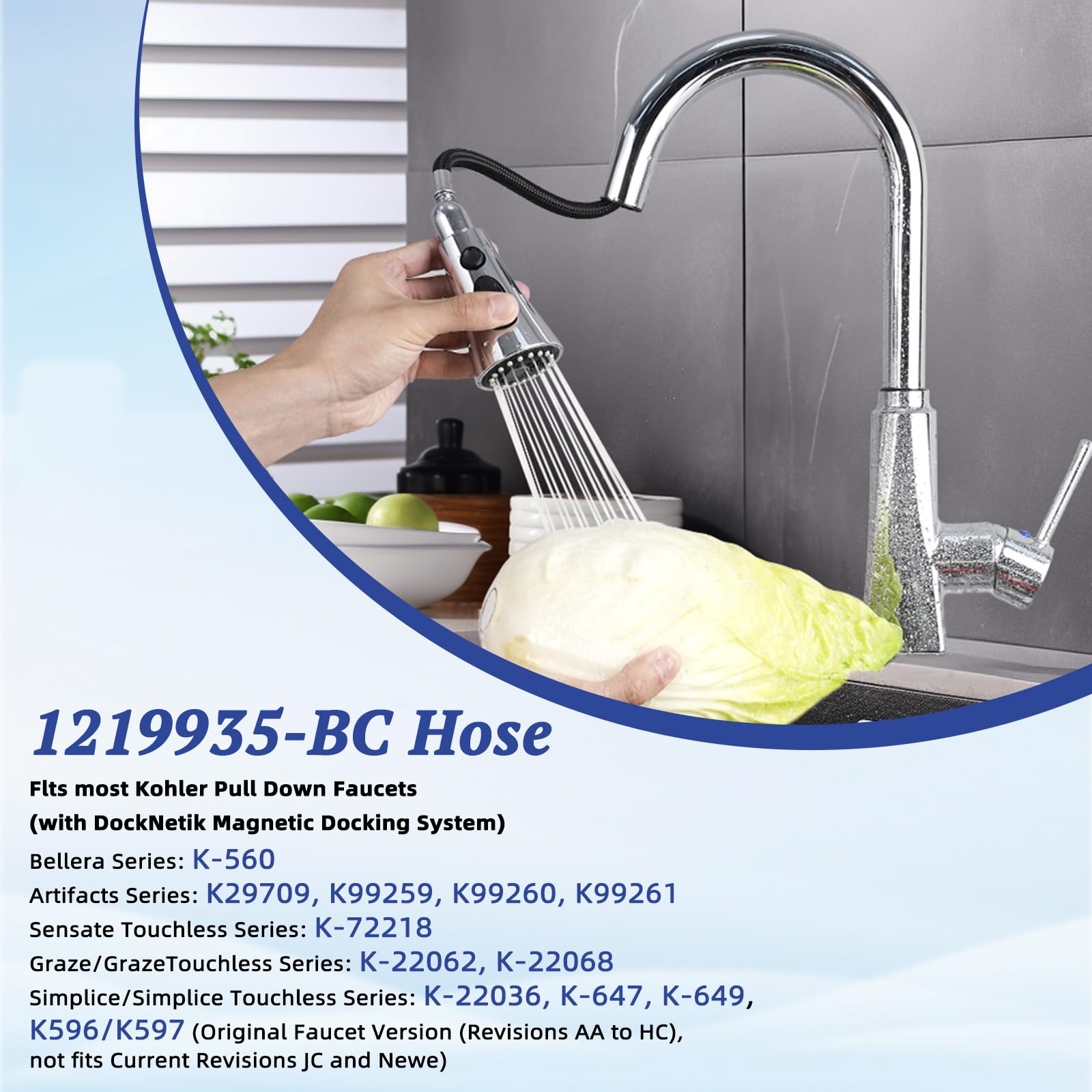 Hygie Rinse brass connector hose replacement for Kohler models