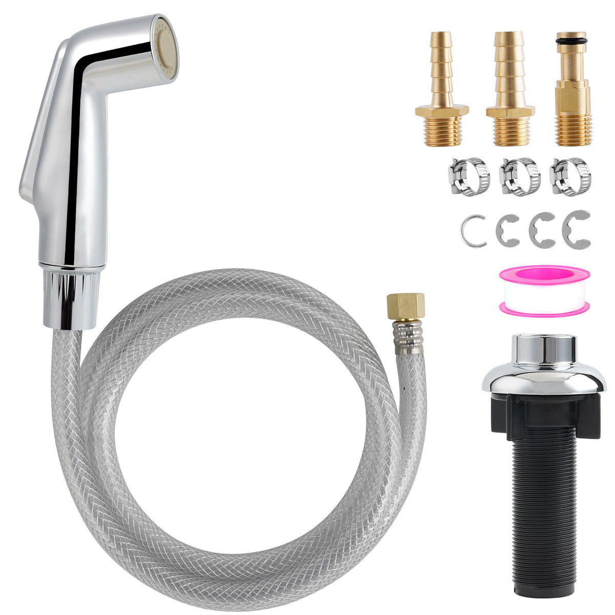 Hygie Rinse sprayer head in chrome finish for precise spray and one-thumb control.