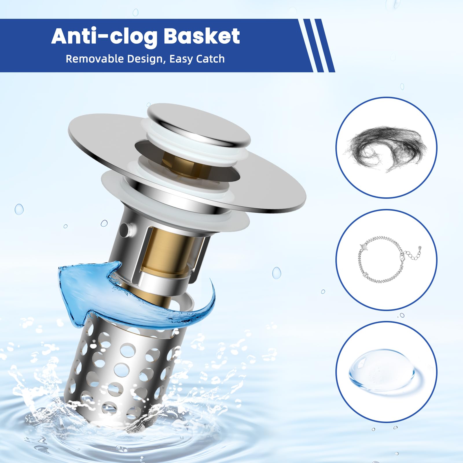 Hygie Rinse removable filter basket for easy cleaning and debris capture