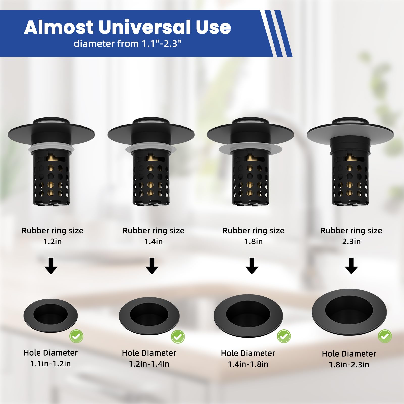 Hygie Rinse silicone ring blocks odors while promoting fast drainage.