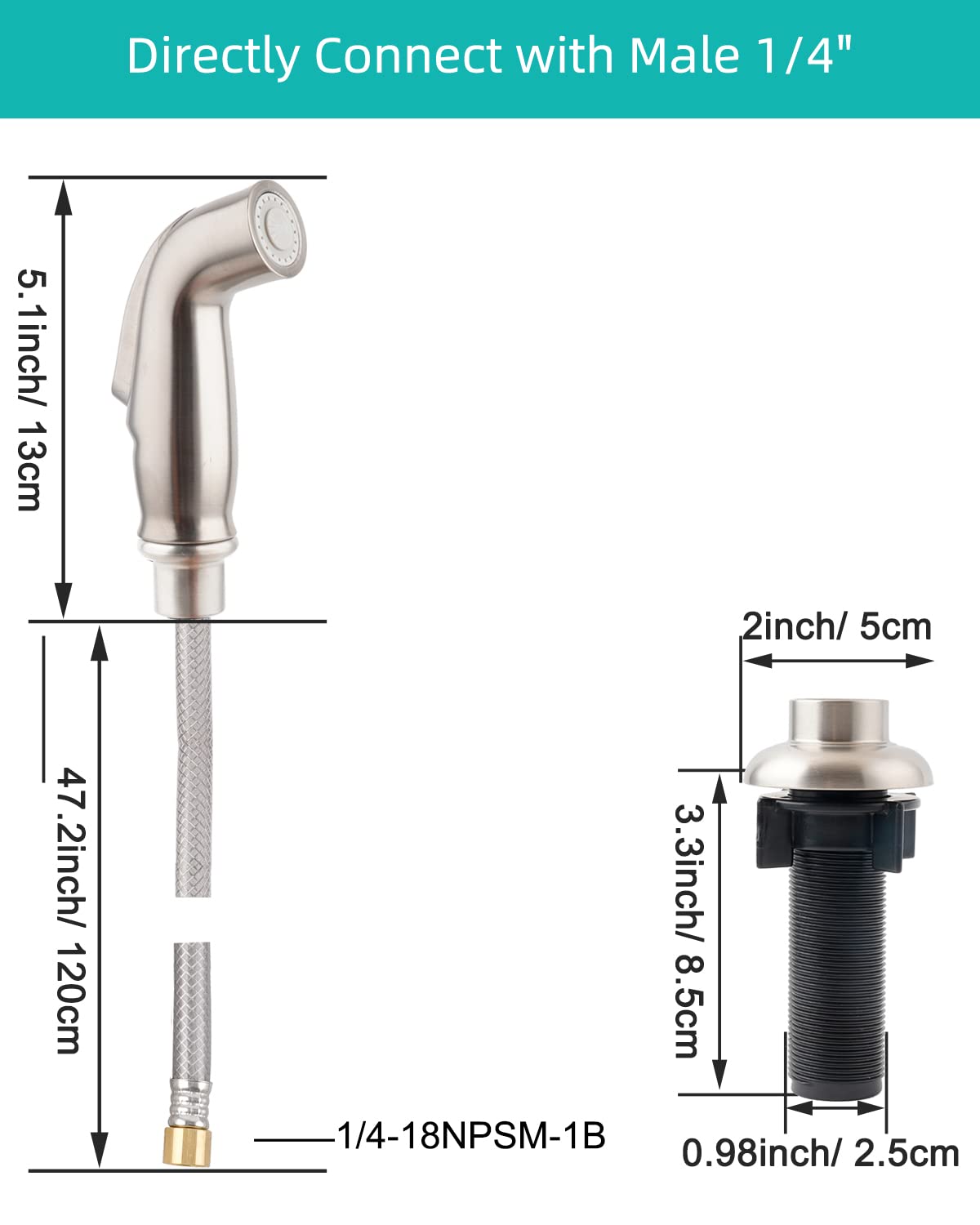 Hygie Rinse sprayer holder in brushed nickel keeps spray ready