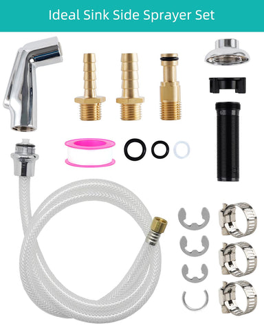Hygie Rinse chrome sprayer hose provides strong flow for tough stains.