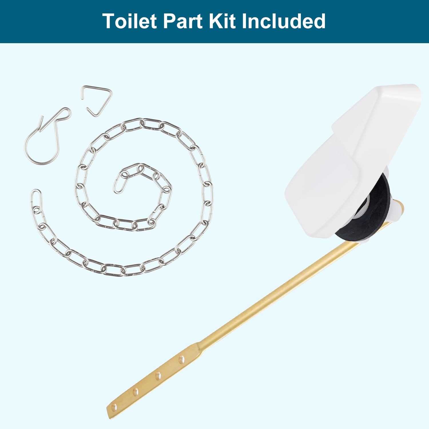 Hygie Rinse stainless flapper chain included for secure, adjustable replacements