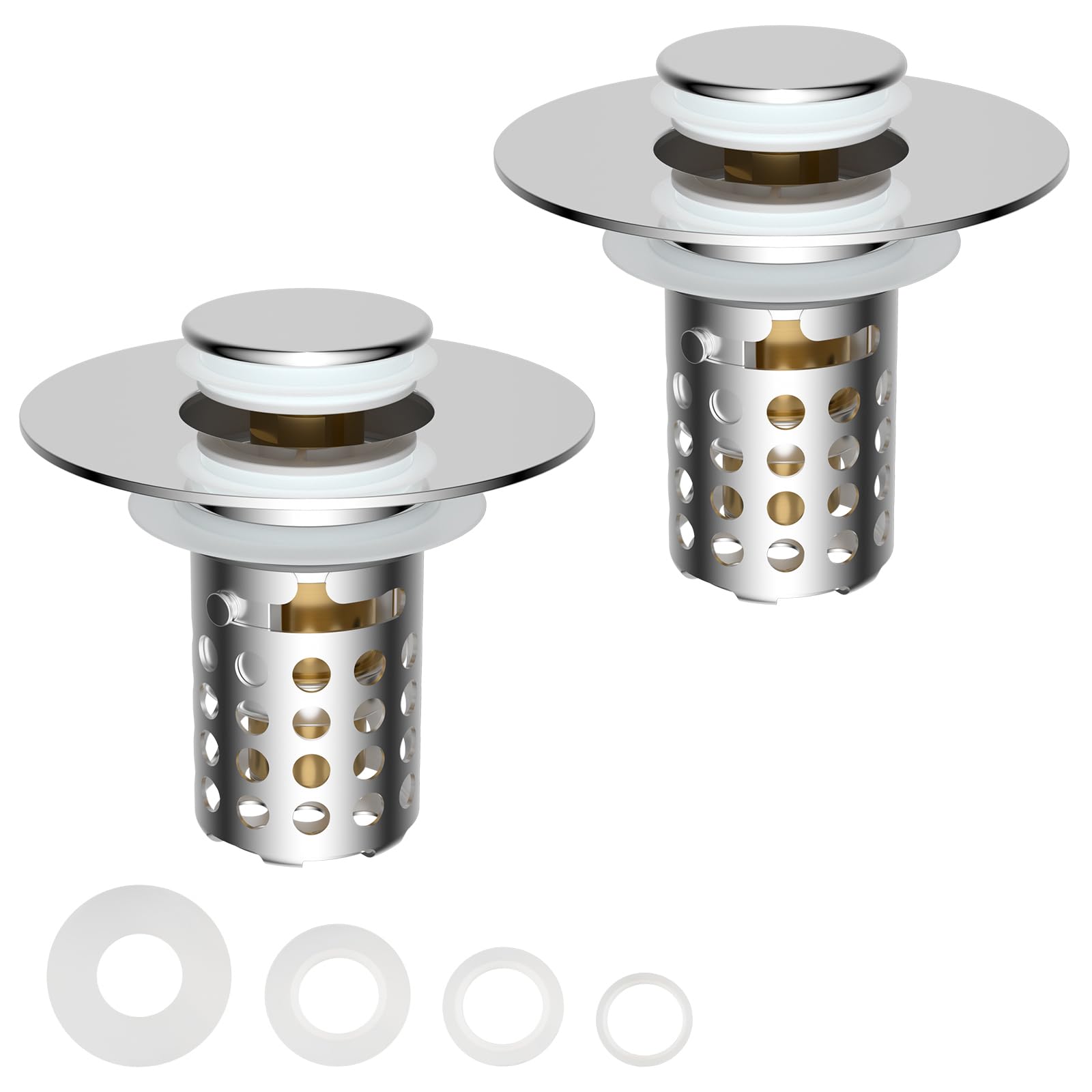 Hygie Rinse universal drain strainer chrome traps hair and protects small items