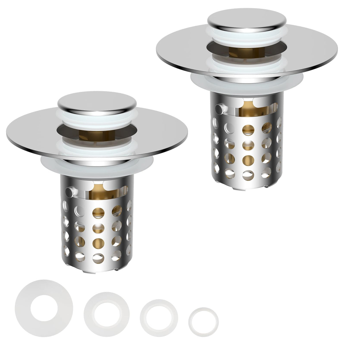Hygie Rinse universal drain strainer chrome traps hair and protects small items