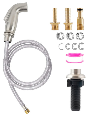 Hygie Rinse universal sink sprayer head in brushed nickel for precise cleaning