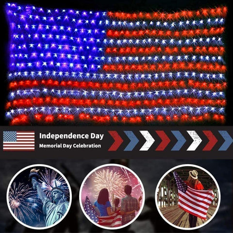 HYH flag net light close-up showing 420 LEDs for bright illumination