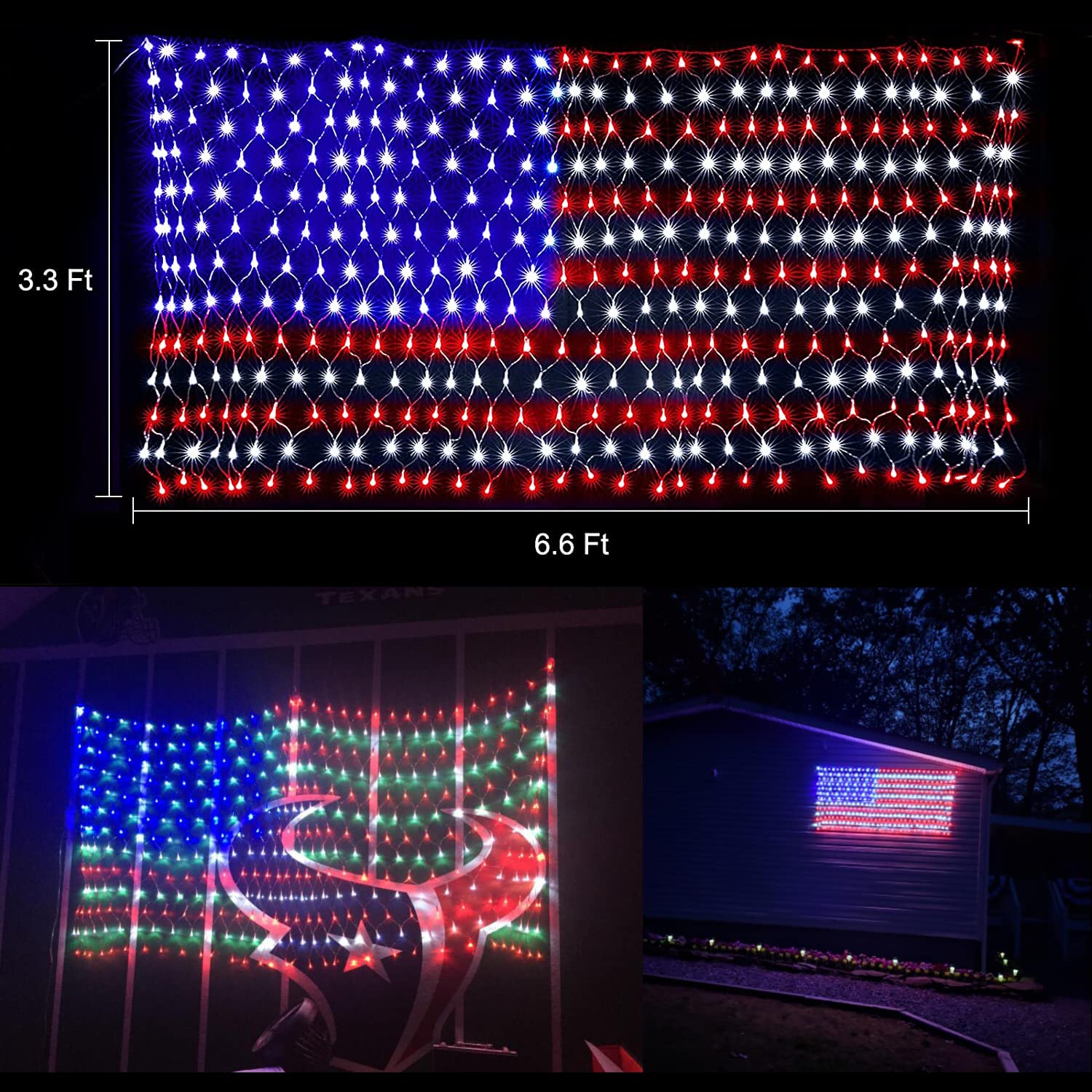 HYH flag light large size creates brilliant patriotic glow for yard