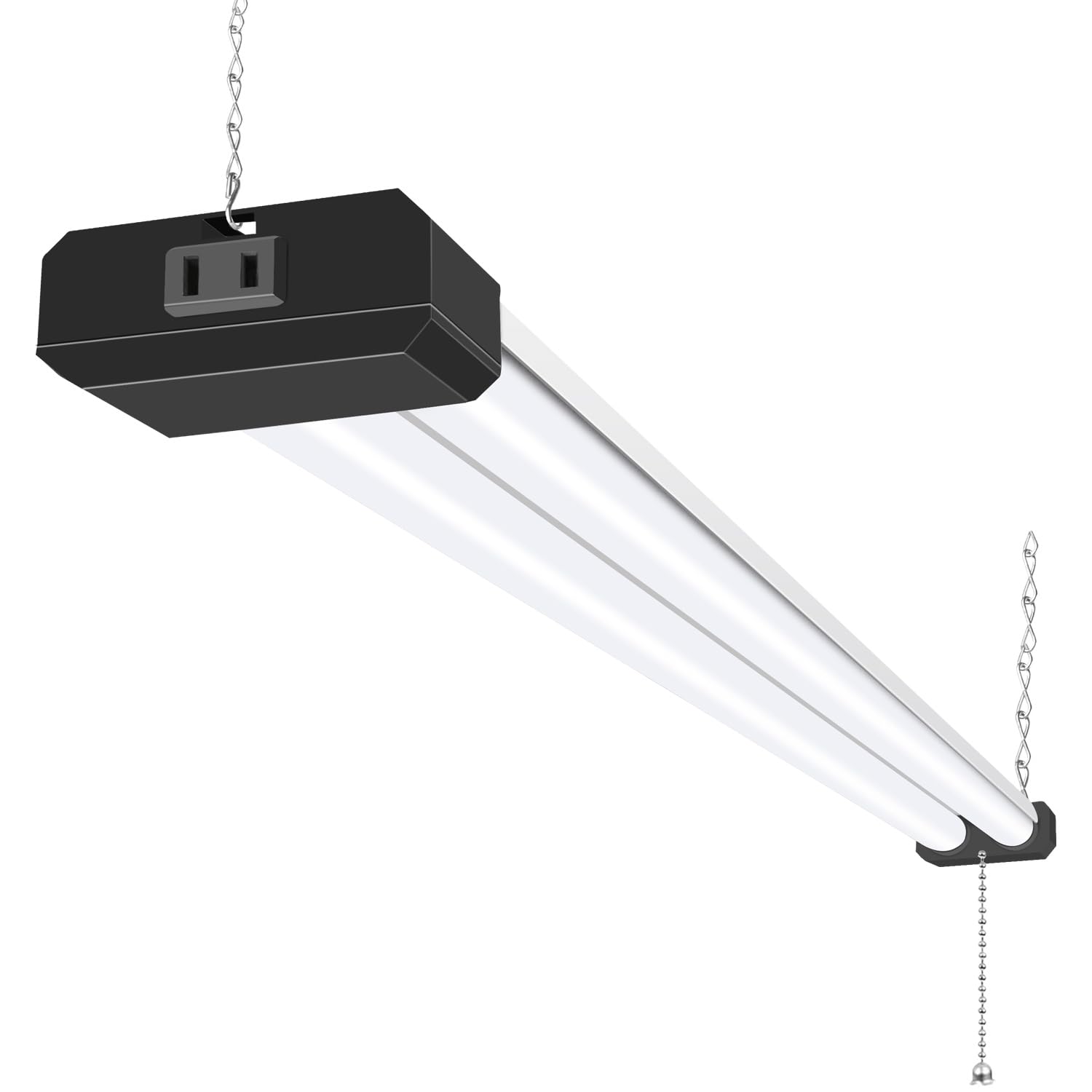 Hykolity 1-pack 4ft linkable LED shop light in package view showing brightness