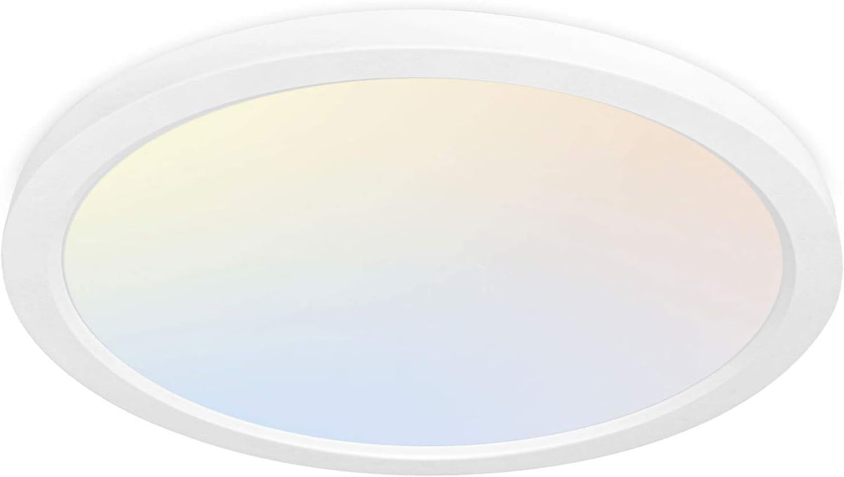 hykolity 12-inch selectable CCT round flat panel light front view for versatile spaces
