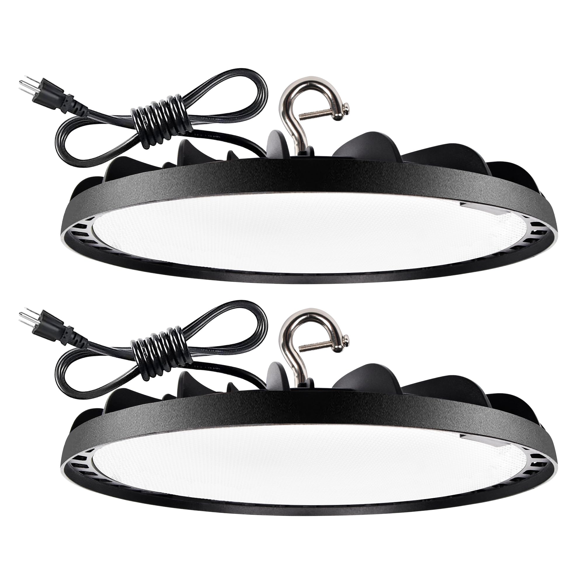 Hykolity 150W UFO high bay light delivers 20250lm at 5000K for bright warehouse illumination.