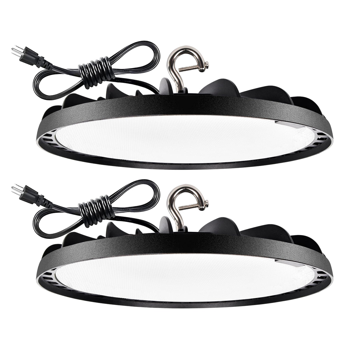 Hykolity 150W UFO high bay light delivers 20250lm at 5000K for bright warehouse illumination.
