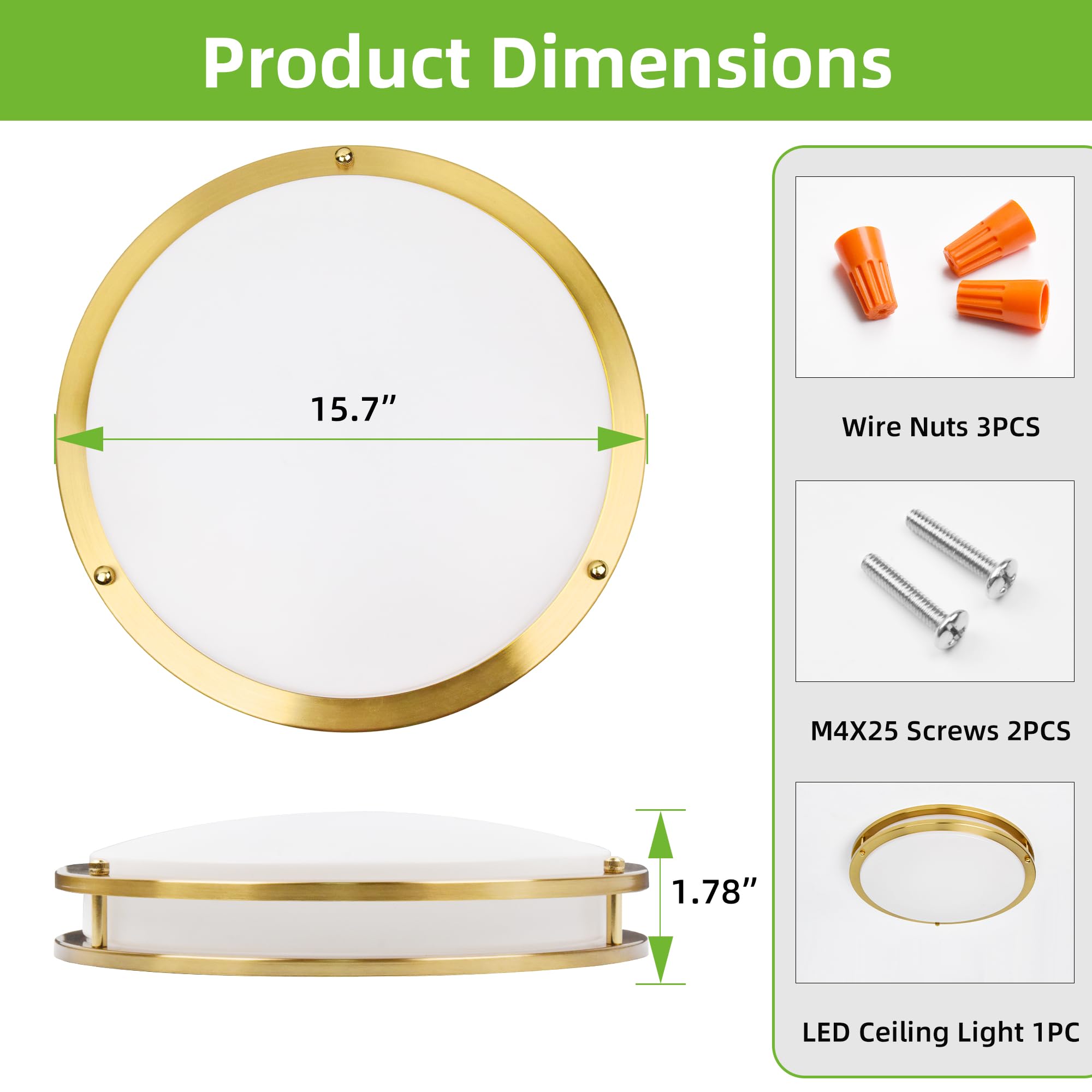 Hykolity 16-inch gold LED flush mount color temperature control with 5 settings.