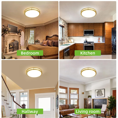 Hykolity 16-inch gold LED flush mount durable metal frame.