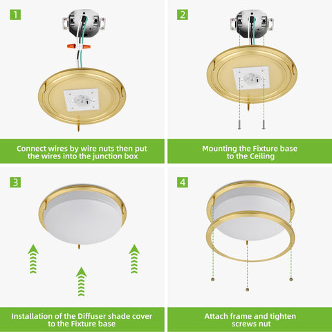 Hykolity 16-inch gold LED flush mount ideal for kitchen, closet, hallways.