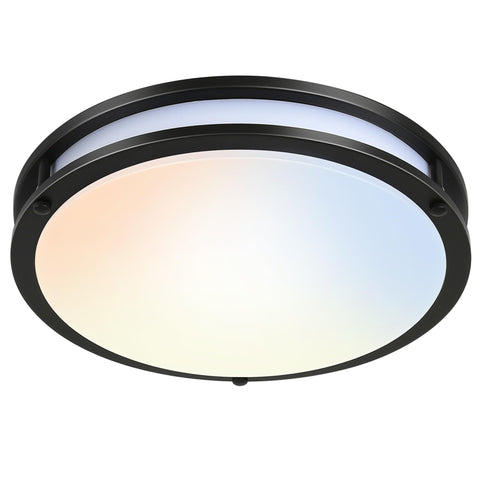 hykolity 16-inch LED flush mount with oil rubbed bronze provides even ambient lighting.