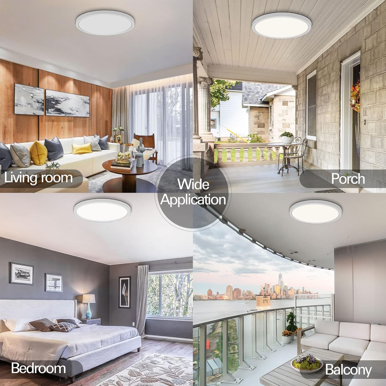 hykolity 18in round panel light damp location rating for bathroom or laundry