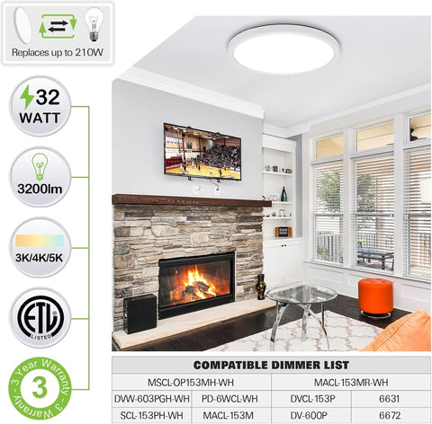hykolity 18in round panel light soft white glow ideal for bedrooms