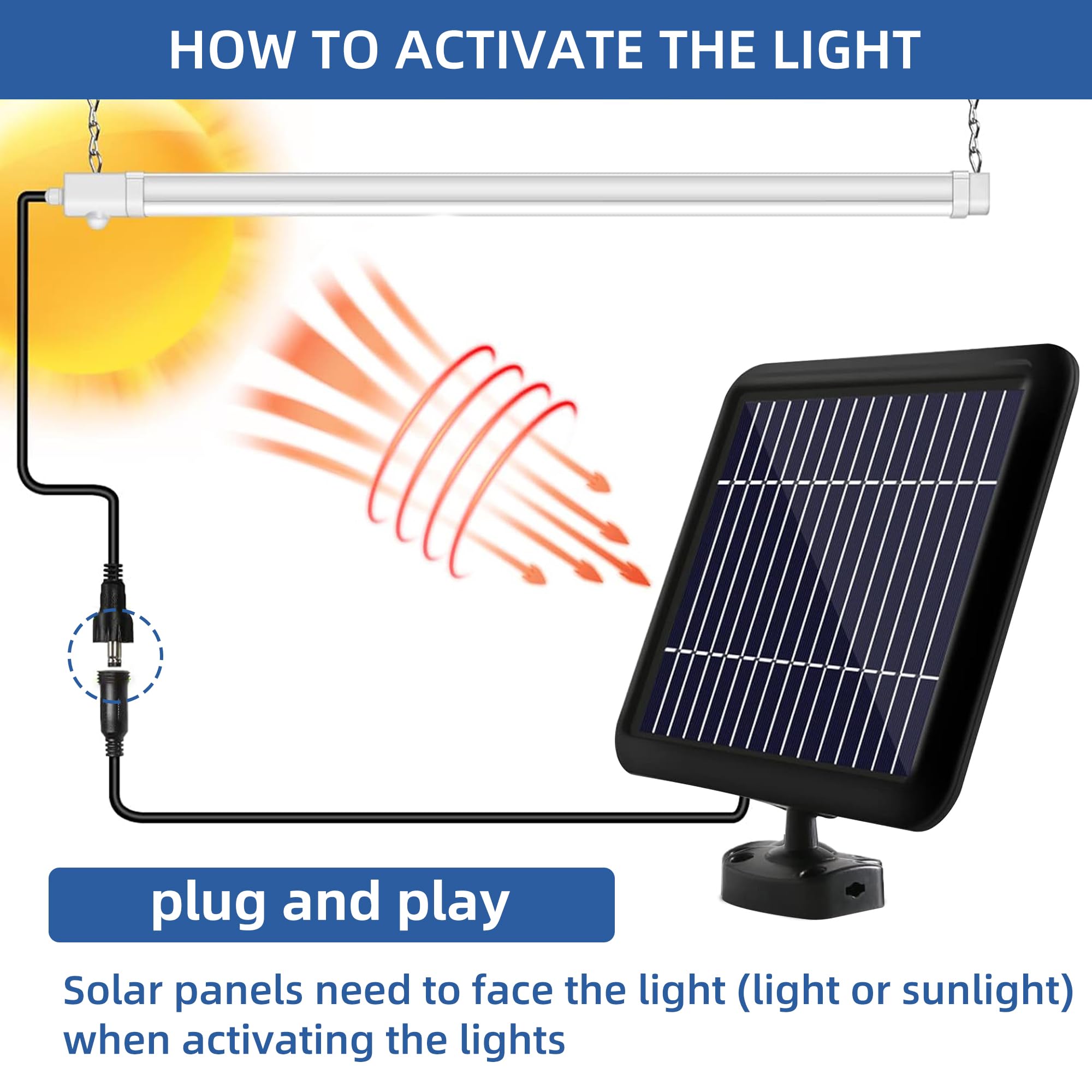 Two-pack solar shop lights provide broad coverage for spaces like garages and barns.