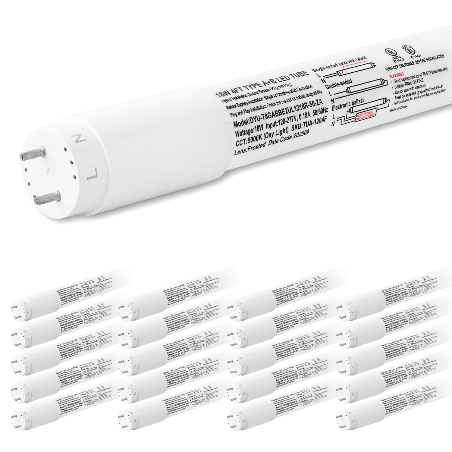 Hykolity 20-pack LED T8 tube bundle for energy-efficient office lighting.