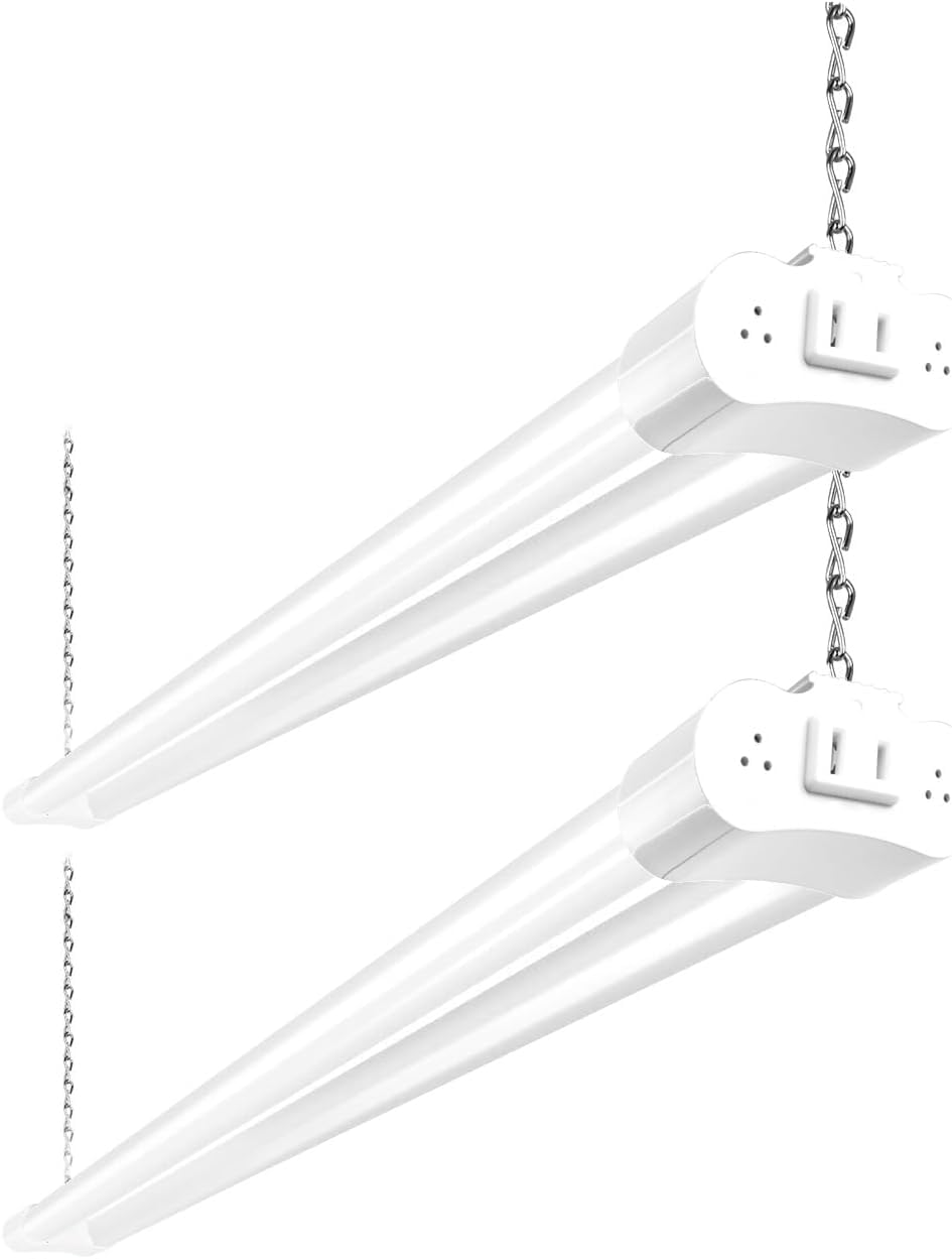 Hykolity 2Pack 4FT LED shop light front view delivers bright daylight for garages.