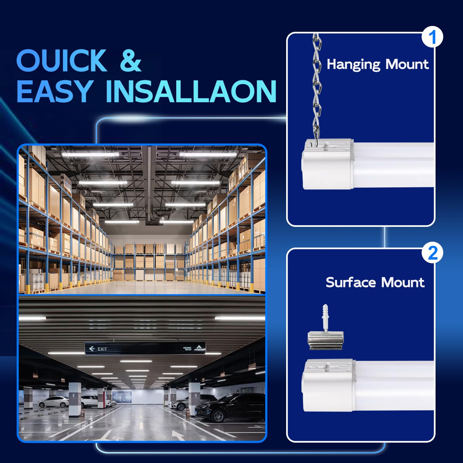Hykolity 4FT LED shop light with plug cord for quick plug-and-play use.