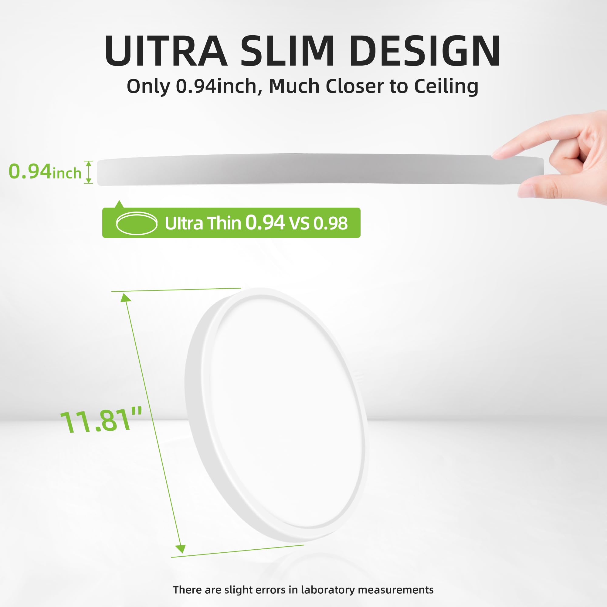 hykolity flush mount light with slim profile under 1 inch.