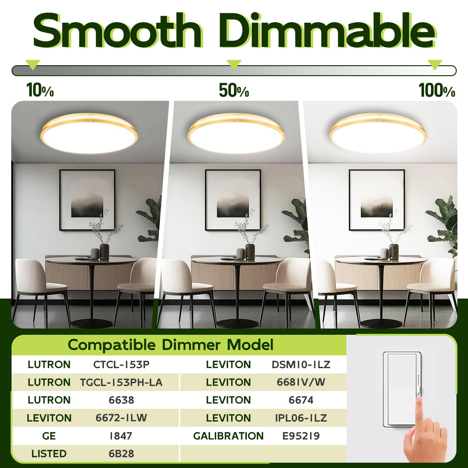 Hykolity 32-inch flushmount dimmable LED ceiling light for versatile spaces.