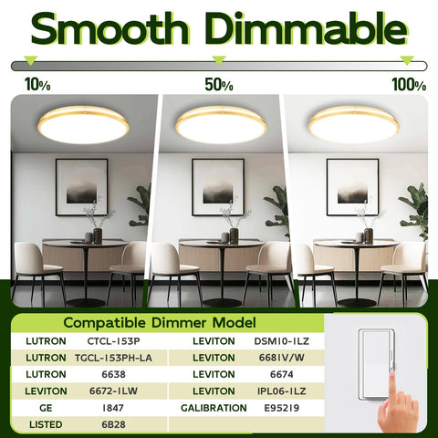 Hykolity 32-inch flushmount dimmable LED ceiling light for versatile spaces.